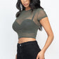 Sexy Mesh Sheer Short Sleeve Crop Top