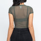 Sexy Mesh Sheer Short Sleeve Crop Top