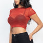 Sexy Mesh Sheer Short Sleeve Crop Top