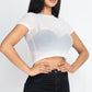 Sexy Mesh Sheer Short Sleeve Crop Top