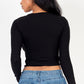 Long Sleeve Round Neck Basic Crop Top