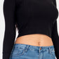 Long Sleeve Round Neck Basic Crop Top