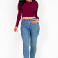 Long Sleeve Round Neck Basic Crop Top