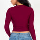 Long Sleeve Round Neck Basic Crop Top