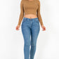 Long Sleeve Round Neck Basic Crop Top
