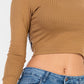 Long Sleeve Round Neck Basic Crop Top