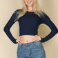Long Sleeve Round Neck Basic Crop Top