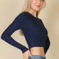 Long Sleeve Round Neck Basic Crop Top