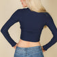 Long Sleeve Round Neck Basic Crop Top