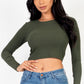 Long Sleeve Round Neck Basic Crop Top