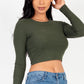 Long Sleeve Round Neck Basic Crop Top