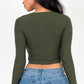 Long Sleeve Round Neck Basic Crop Top