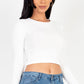 Long Sleeve Round Neck Basic Crop Top