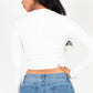 Long Sleeve Round Neck Basic Crop Top