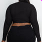 Plus Size Ribbed Wrap Front Long Sleeve Top