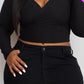 Plus Size Ribbed Wrap Front Long Sleeve Top