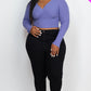 Plus Size Ribbed Wrap Front Long Sleeve Top