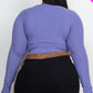 Plus Size Ribbed Wrap Front Long Sleeve Top