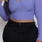 Plus Size Ribbed Wrap Front Long Sleeve Top