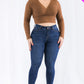 Plus Size Ribbed Wrap Front Long Sleeve Top