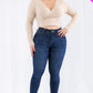 Plus Size Ribbed Wrap Front Long Sleeve Top
