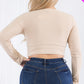 Plus Size Ribbed Wrap Front Long Sleeve Top
