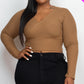 Plus Size Ribbed Wrap Front Long Sleeve Top