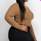 Plus Size Ribbed Wrap Front Long Sleeve Top