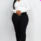 Plus Size Ribbed Wrap Front Long Sleeve Top