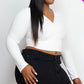 Plus Size Ribbed Wrap Front Long Sleeve Top