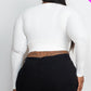 Plus Size Ribbed Wrap Front Long Sleeve Top
