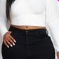 Plus Size Ribbed Wrap Front Long Sleeve Top