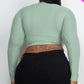Plus Size Ribbed Wrap Front Long Sleeve Top