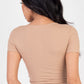 Ribbed Ruched Drawstring Surplice Top