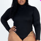 Plus Size Ribbed Turtle Neck Long Sleeve Bodysuit