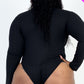 Plus Size Ribbed Turtle Neck Long Sleeve Bodysuit