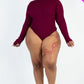 Plus Size Ribbed Turtle Neck Long Sleeve Bodysuit