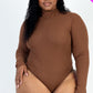Plus Size Ribbed Turtle Neck Long Sleeve Bodysuit