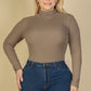 Plus Size Ribbed Turtle Neck Long Sleeve Bodysuit