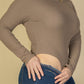 Plus Size Ribbed Turtle Neck Long Sleeve Bodysuit