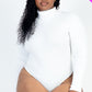 Plus Size Ribbed Turtle Neck Long Sleeve Bodysuit