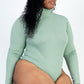 Plus Size Ribbed Turtle Neck Long Sleeve Bodysuit
