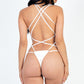 Sexy Solid Color Crisscross Back V-neck Bodysuit