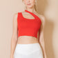 Ribbed One Shoulder Cross Strap Crop Top