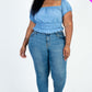 Casual Ruched Puff Sleeve Ribbed Knit Solid Top