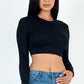 Crew Neck Long Sleeve Cropped Top