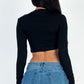 Crew Neck Long Sleeve Cropped Top