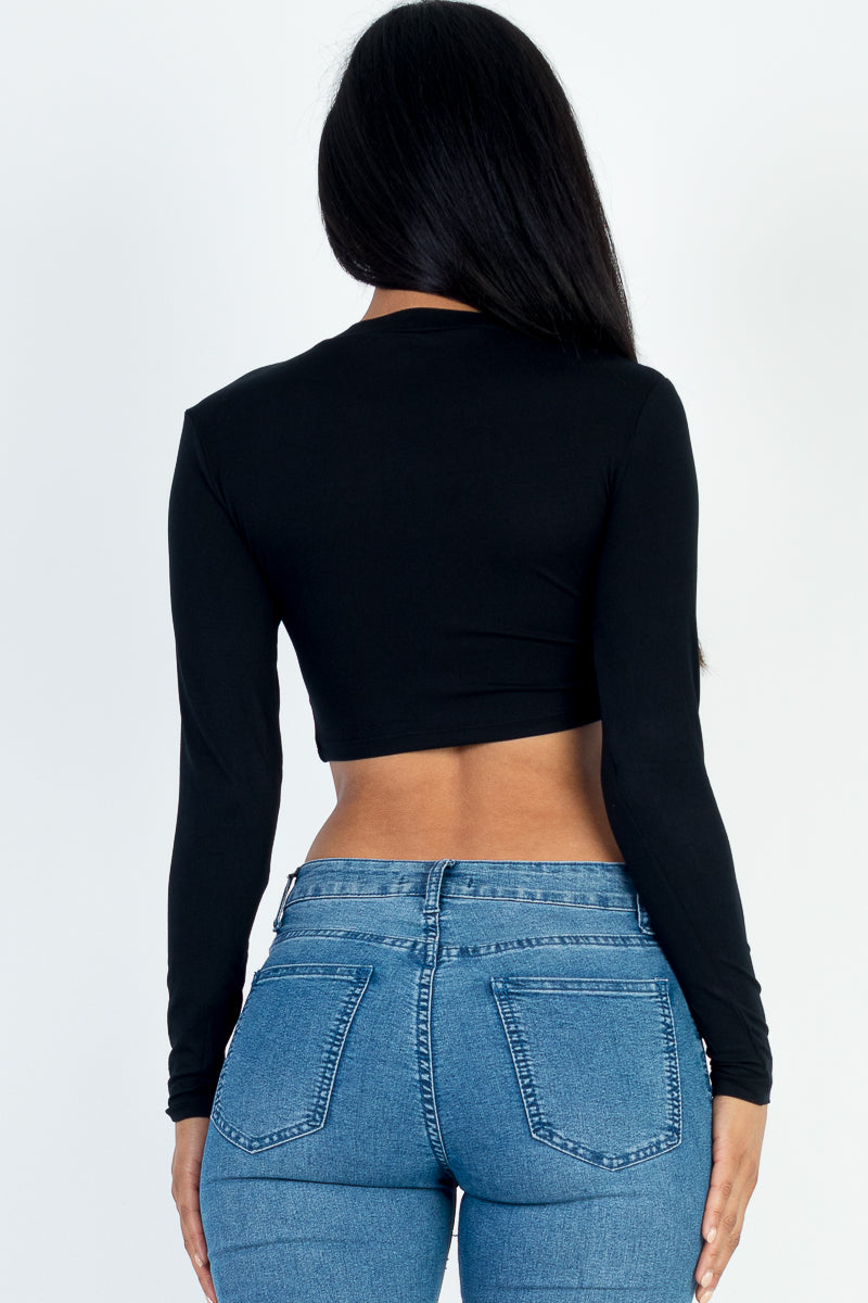Crew Neck Long Sleeve Cropped Top