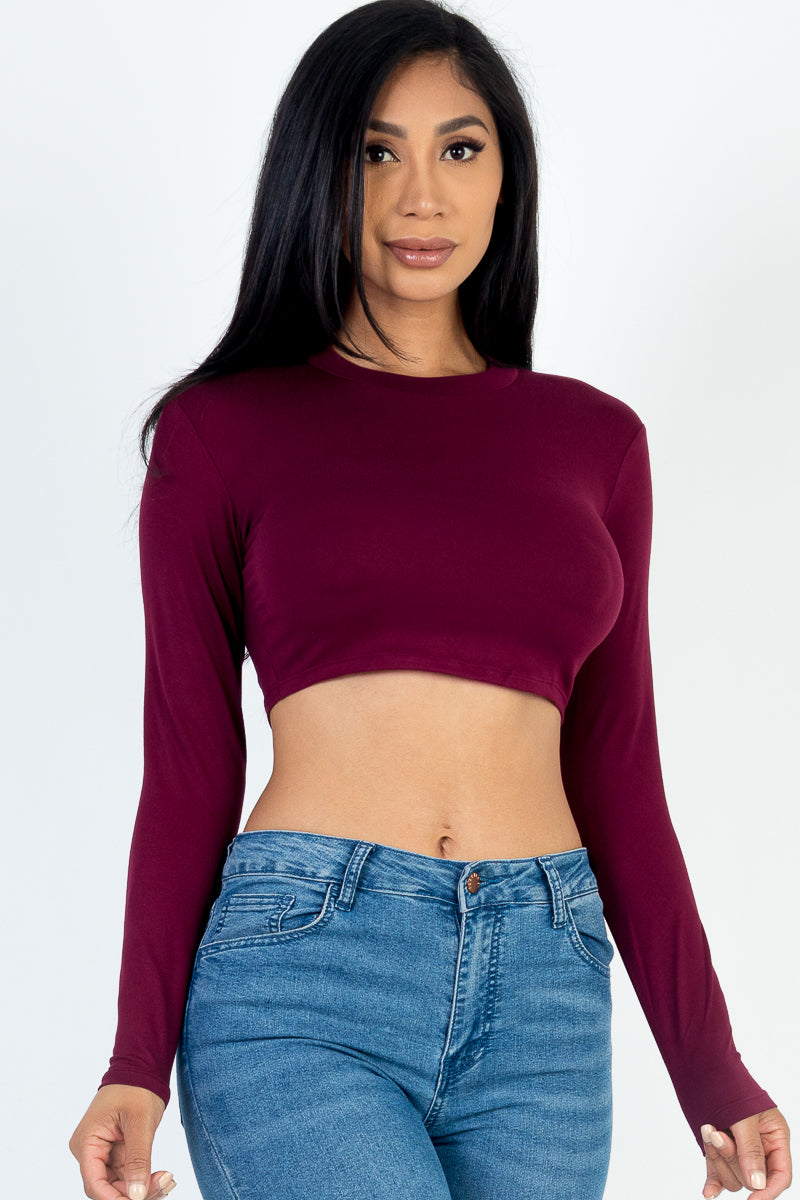 Crew Neck Long Sleeve Cropped Top