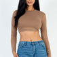 Crew Neck Long Sleeve Cropped Top
